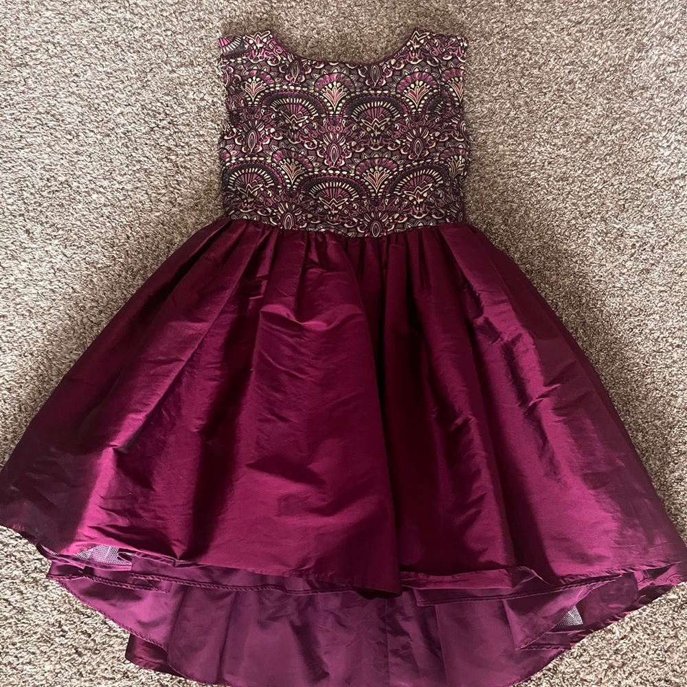 belle badgley mischka youth 12 dress, burgundy, new condition